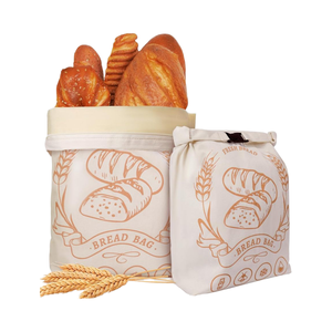 Lot de 2 sacs à <span class=keywords><strong>pain</strong></span> en coton YZ avec poignées en cire d'abeille et motifs lettres, fermeture éclair, 12x20cm, pour rangement et pâtisserie - Product Image 1