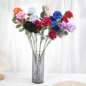 Velvet Rose Bouquet Artificial Flower Indoor Home Decoration Living Room <b>Valentine</b> Wedding <b>Decor</b> - Product Image 1