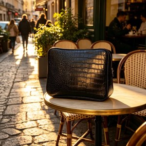 Pochette cosmétique personnalisée en cuir PU de luxe à texture crocodile, sac à maquillage zippé en cuir végétalien, pochette de boutique - Product Image 4
