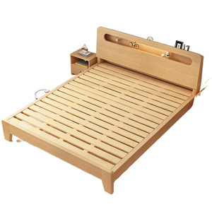 Factory Custom Oak Elegant Simple Nordic Style Solid Wood <b>Single</b> <b>Bed</b> Hotel Apartment Double Hot Sale Bedroom Furniture Set YD-19 - Product Image 2