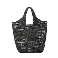 Sac fourre-tout en paille de raphia à lettres creuses personnalisées avec logo de marque 2024, sac à main de plage en papier tendance pour femmes