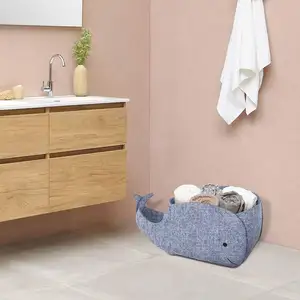 Groothandel Kinderen Schattige Dieren Walvis Ontwerp Vilt Stof Opslag Manden Bak Voor Badkamer Waskleding Speelgoed