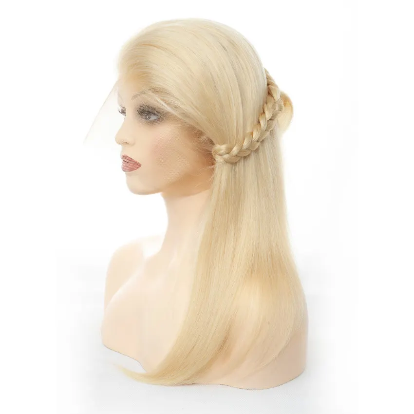 Blond 613 Cambodian Human Hair Braided Perruque Silk Top Base Full Lace Wig for Black Women