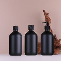 Bouteille vide de shampooing et d'après-shampooing PET écologique de luxe en gros de 500ML pompe cylindrique Lotion hydrosol noire bouteille vide