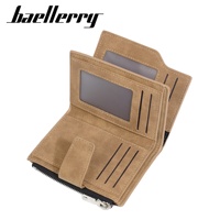Baellerry dompet pendek pria, kelas atas Multi kartu ritsleting vertikal desain sederhana dengan kulit PU dan lapisan poliester 2025