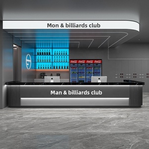 Bancone Cassa da <span class=keywords><strong>Bar</strong></span> Vintage Industriale Moderno Scrivania Reception in Legno Massello per Sala da Biliardo Sala Giochi Hotel Palestra Bancone Angolare - Product Image 2