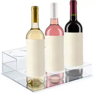 Titular garrafa acrílica Wine Display Riser Bar Counter-Top Display Stand Wine Rack Holder para cozinha Organizador de armazenamento geladeira