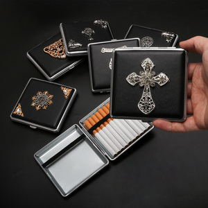 Futeng thiết kế mới xách tay PU + Kim Loại biểu tượng tùy chỉnh Thuốc Lá Trường hợp với handmade DIY thuốc lá trường hợp cho hút phụ kiện - Product Image 6