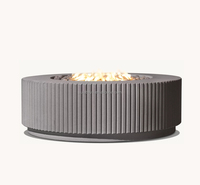Ensemble de patio extérieur GFRC Foyer artisanal Gaz naturel Propane Plinthe rosée Table ronde pour feu de camp