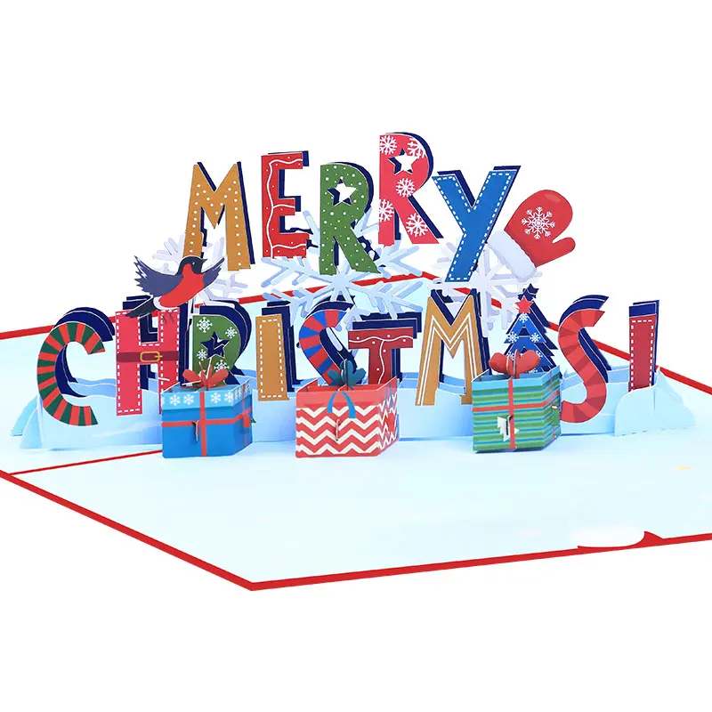 Nueva tarjeta de felicitación tridimensional emergente 3D de XINDUO Feliz Navidad