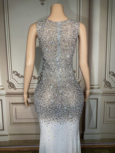 Новинка, экологически чистые продукты, 2023 блестящие, с рукавами со стразами, менее прозрачные, сетчатые, скромные платья, платья для выпускного вечера, 2023 вечерние платья - Product Image 3