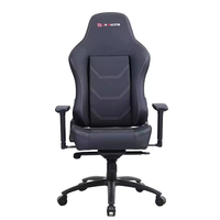Fauteuil de bureau gaming moderne inclinable à 180 degrés en cuir PU, avec accoudoirs réglables à 3 positions par vérin à gaz et base pivotante, noir