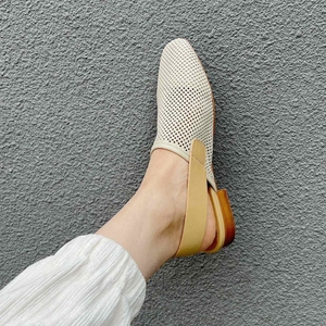 Sandalias Planas de Piel de Cordero 100% con Plantilla de Piel de Cordero para Mujer, Sandalias Huecas con Tiras Anchas, Zapatos Tipo Mule, Personalización de Logotipo de Fábrica - Product Image 2