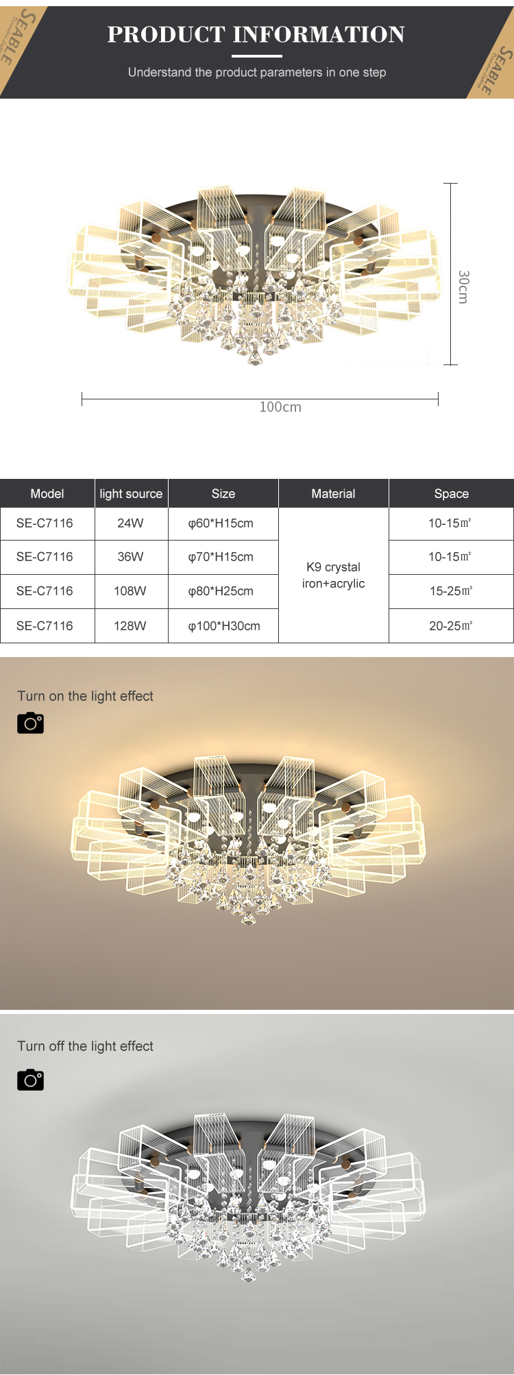 High Quality Indoor Luxury Decoration Acrylic Bedroom Living Room Modern LED Ceiling Lamp