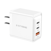 Chargeur rapide GaN 65W à 3 ports, 2C1A, chargeur mural multi-appareils pour ordinateurs portables, téléphones, tablettes, prise US/EU en option