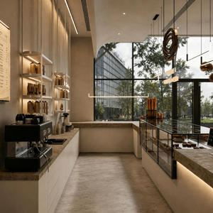 การออกแบบตกแต่งภายในร้านกาแฟสไตล์วบิซาบิแบบมินิมอลที่อบอุ่น ร้านเบเกอรี่ คาเฟ่ เฟอร์นิเจอร์สั่งทำ วัสดุหินอ่อนและไม้  โซลูชั่นร้านค้าแบบครบวงจร - Product Image 6