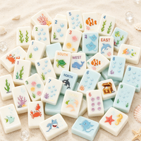 Mahjong personnalisé gravé au laser, pièces de mahjong en acrylique pour enfants, tuiles lisses et arrondies, accessoires de mahjong aux fruits tropicaux