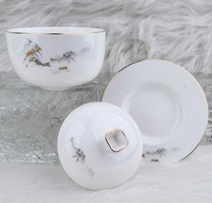 Juego de Vajilla de Porcelana China Tradicional, con Diseño de Montaña Dorada sobre Fondo Blanco, para Servir la Cena, Juego de Utensilios para el Hogar y Hoteles - Product Image 4
