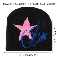 Gorro de punto para exteriores de invierno Unisex, gorro de estrella Jacquard, gorro de esquí para montar en lana para hombres para la playa y los viajes