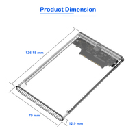 Casing HDD 2.5-inci SATA III ke USB3.1, Casing Hard Drive Eksternal SATA SSD ke Tipe-C, Chassis Hard Drive Transparan