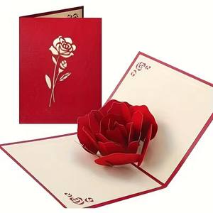Tarjeta feliz de cumpleaños Rosa emergente en 3D con sobre, adecuada para aniversarios, día de la madre, bodas y San Valentín - Product Image 1