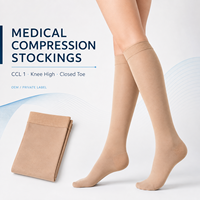 Medias de Compresión Médicas CCL 1, Hasta la Rodilla, Punta Cerrada, Compresión Graduada, Marca Privada OEM