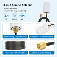 Antenne Combo 4-en-1 4G LTE GPS WiFi 2x2 MIMO GNSS avec Montage à Vis Étanche Extérieur Connecteur Mâle SMA pour Véhicule