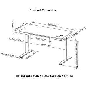 Escritorio Eléctrico Ajustable en Altura para Oficina en Casa, Marco de SPCC con Motor sin Escobillas, Cargador Inalámbrico y Cajón - Product Image 3
