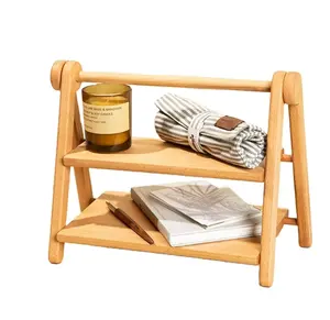 Comptoir de cuisine en bambou, étagère empilable pour bouteilles d'épices, étagère de Table à 2 niveaux, étagère de bureau triangulaire à assembler