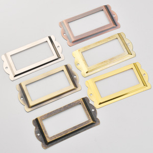 New Chinese Style <b>Metal</b> <b>Frame</b> Rectangle Cabinet Insert 85x42mm Bronze Iron Plated Horizontal Label Holder - Product Image 1