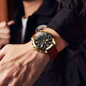 OLEVS 3632-<span class=keywords><strong>Montre</strong></span> à quartz pour <span class=keywords><strong>homme</strong></span> résistante à l'eau, horloge de luxe, mouvement japonais original, <span class=keywords><strong>montre</strong></span>-<span class=keywords><strong>bracelet</strong></span> en <span class=keywords><strong>cuir</strong></span> véritable pour <span class=keywords><strong>homme</strong></span>, date automatique, nouveauté - Product Image 2