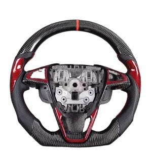 Volante Sportivo in Fibra di Carbonio per <span class=keywords><strong>Ford</strong></span> Mondeo EDGE, Personalizzabile con Cuciture Rosse in Pelle, <span class=keywords><strong>Accessori</strong></span> Auto - Product Image 1