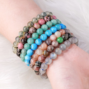 2024 hecho a mano piedra preciosa de cristal curativo Natural 8 Mm pulsera de cuentas redondas pulseras de joyería de moda - Product Image 6