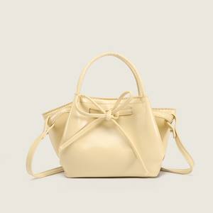 Sac fourre-tout décontracté zippé pour femme, printemps-été, imperméable, doublure PU, avec nœud et bandoulière, sac panier de style niche - Product Image 1
