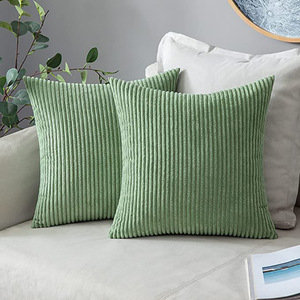 Funda de almohada de <span class=keywords><strong>pana</strong></span> a rayas suaves decorativas navideñas, funda de cojín de terciopelo, almohada cuadrada, sofá, Hotel, poliéster - Product Image 5