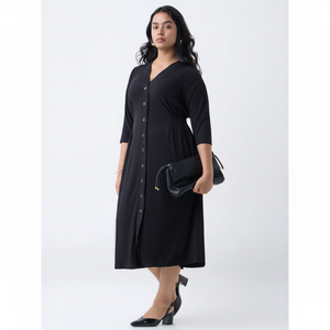 Vestido recto de rayas negras Gia - Product Image 1