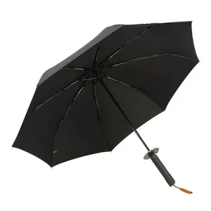 <span class=keywords><strong>Parapluie</strong></span> automatique de <span class=keywords><strong>luxe</strong></span> pour homme et femme, grand format, pliant en trois, avec revêtement noir anti-UV, design Japandi, style katana samouraï - Product Image 3