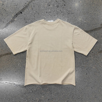 Kaos Pria Lengan Pendek Katun O-Neck Motif Lingkaran Tiga Warna Distressed Gaya Musim Panas Streetwear untuk Pemakaian Sehari-hari
