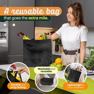 Sacs d'épicerie réutilisables, lot de 50, grands sacs de courses pliables en tissu non tissé pour les courses - Product Image 3