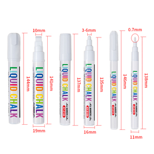 <span class=keywords><strong>Ishow</strong></span> Stylo marqueur à encre à base d'eau facile à écrire et à effacer, craie liquide blanche, pointe plate/ronde, 0,7-15 mm, pour le dessin - Product Image 1