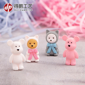Figurines de dessin animé ours et chat en PVC, mini décorations pour affichage sur bureau - Product Image 2