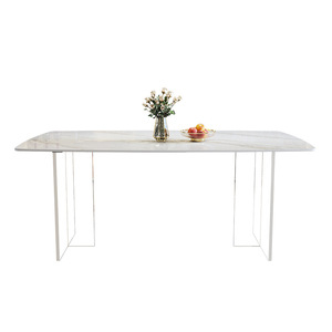 Italian Minimalist Rectangular Acrylic <b>Dining</b> <b>Table</b> Stone Slab Top Modern Combination Stable Design For <b>Dining</b> Room - Product Image 4