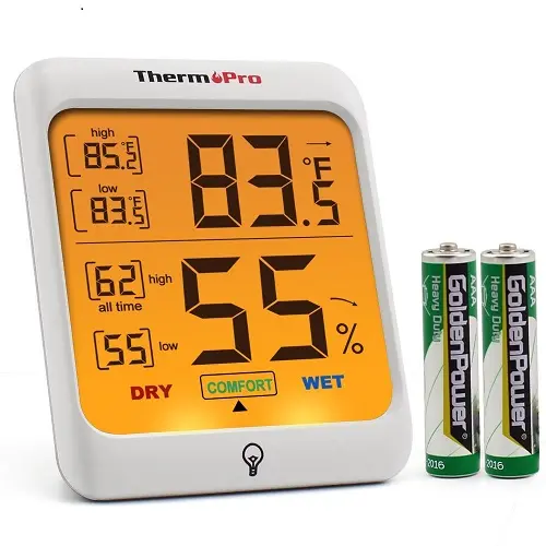 ThermoProTP53ルームデジタル湿度計屋内温度計タッチバックライト付き