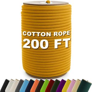 Cordon en coton tressé de 200 pieds (3/16 po - 5 mm) pour corde <span class=keywords><strong>à</strong></span> <span class=keywords><strong>linge</strong></span>, camping, mât de drapeau, macramé, artisanat DIY, tresse diamant naturelle - Product Image 1