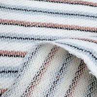 Tissu en maille bouclée classique à rayures multicolores en molleton français 235 GSM, respirant, mélange CVC, pour vêtements haut de gamme