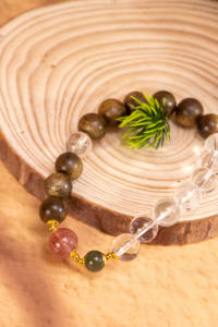 Premium Quality Classic Green Qi <b>Nan</b> Agarwood White Crystal Strawberry Crystal Jasper Citrine Charm Beaded Bracelet Spiritual - Product Image 4