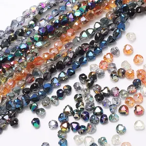 心玻璃珠用于珠宝制作6/8毫米刻面水晶灯饰装饰DIY工艺品硅胶出牙配件