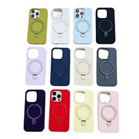 Coque de téléphone portable en silicone liquide pour iPhone 17/16 Pro Max/14 avec support invisible à aspiration magnétique et finition mate
