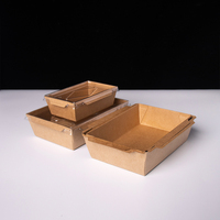 Grandes boîtes à emporter jetables pour le petit-déjeuner, le déjeuner, en papier kraft, pour pique-nique, contenants modernes pour la restauration rapide à emporter, emballages pour restaurants