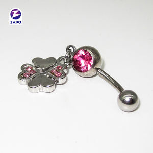 Trébol colgante <span class=keywords><strong>Piercing</strong></span> ombligo magnético vibrador <span class=keywords><strong>lengua</strong></span> vientre anillo joyería de acero inoxidable - Product Image 4